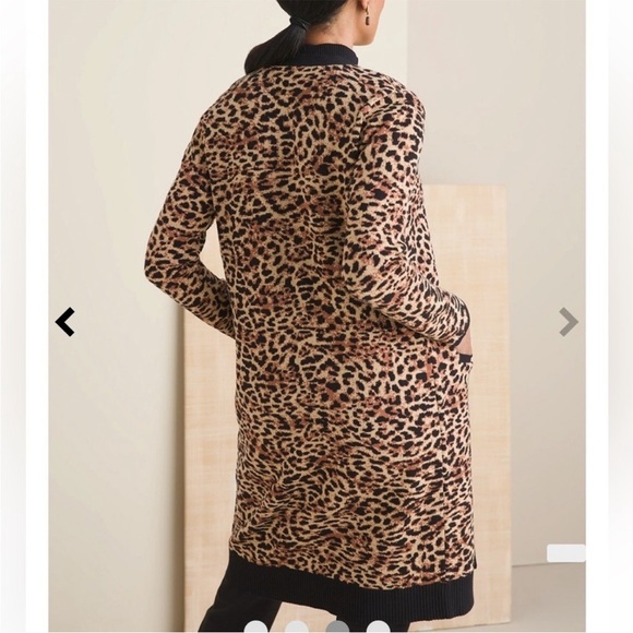 Chico’s Jacquard Leopard Animal Print Cardigan Sweater - Picture 2 of 13